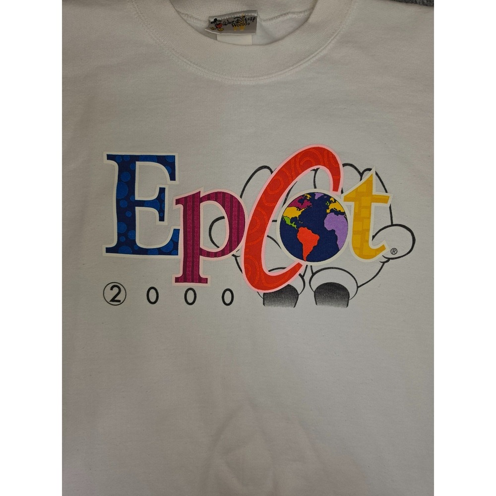 Vintage Mickey Mouse Disney Epcot Center 2000 White Crewneck Sweatshirt Size XL - Picture 3 of 11